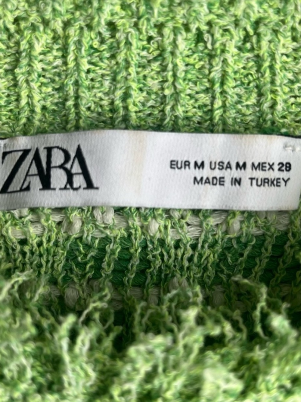 ZARA Green Striped Distressed Cropped Sweater Frayed Hem Knit Top - Picture 11 of 14